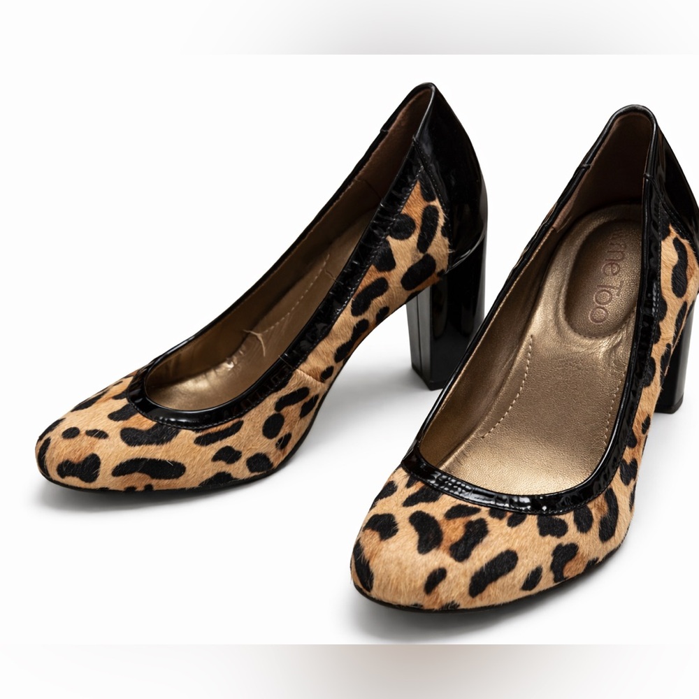 Me‎ Too Leopard Print Heels Women’s Size 8M Chunky Block Heel Pumps - Picture 2 of 6